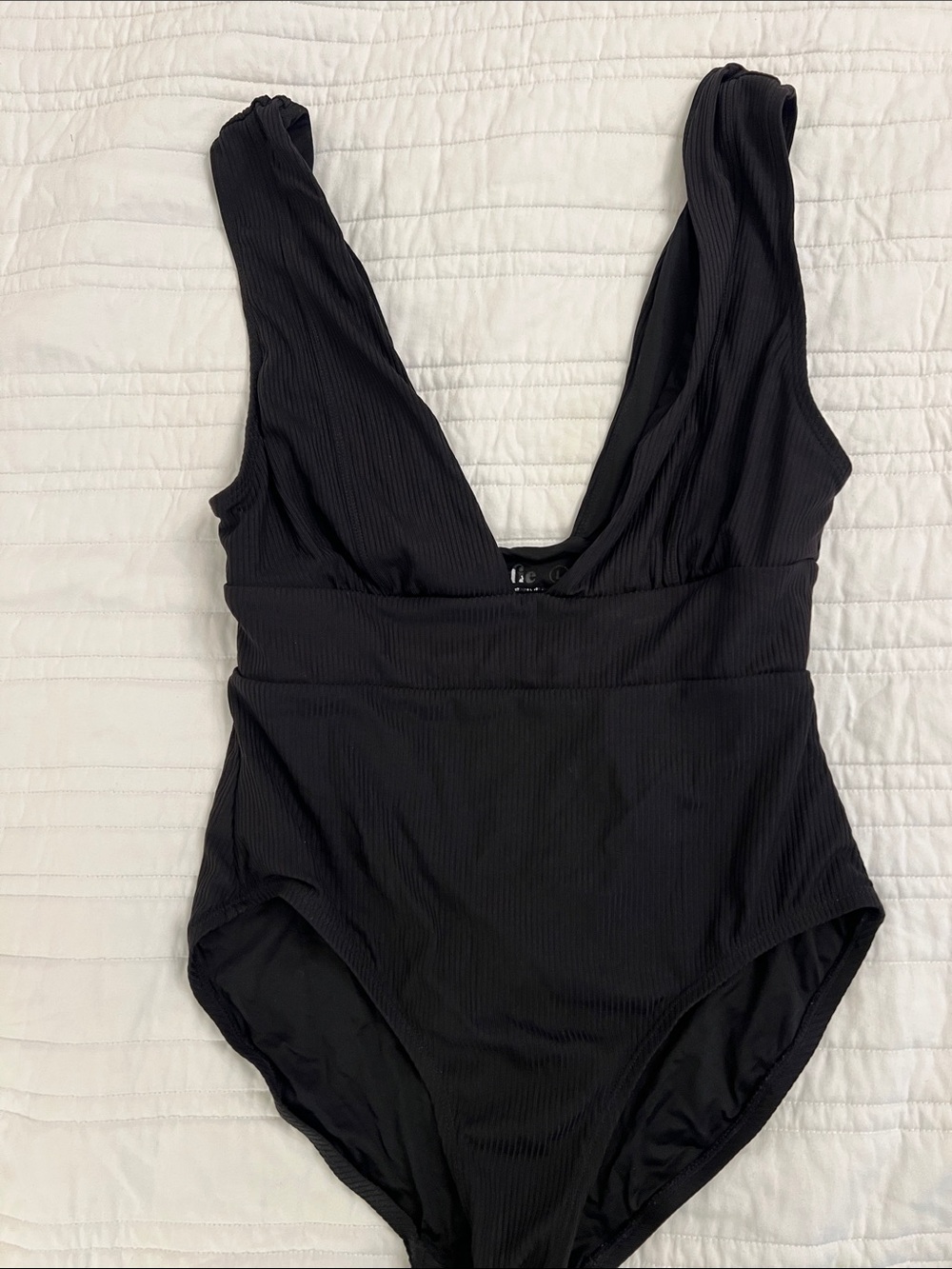 Andie Black Ribbed One-Piece Swimsuit